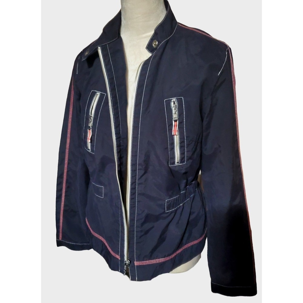 Ann Taylor Loft Navy color zippered light jacket windbraker lined sz M
